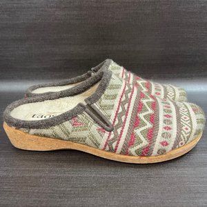 Taos Kickoff Wool Clog Women’s size 9 Slip On southwestern Faux Fur Lined Shoes